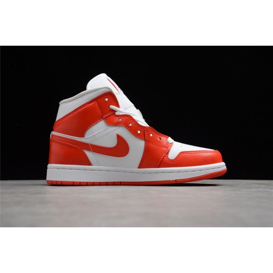 Jordan 1 Retro Mid Habanero Red 554724-140 Basketball Shoes