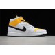 Jordan 1 Retro Mid Perforated - White University Gold BQ6472-107 Basketball Shoes