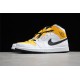 Jordan 1 Retro Mid Perforated - White University Gold BQ6472-107 Basketball Shoes