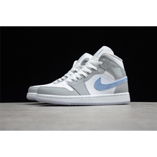 Jordan 1 Retro Mid Wolf Grey Aluminum BQ6472-105 Basketball Shoes