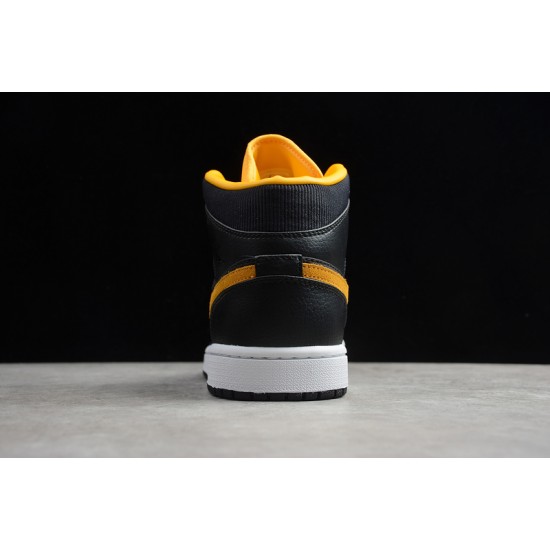 Jordan 1 Retro Mid Yellow Black C9352-001 Basketball Shoes