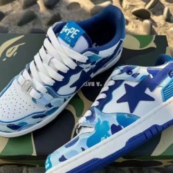 A Bathing Ape Sk8 Low Blue White Deep Blue Women Men Shoes