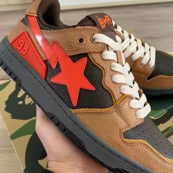 A Bathing Ape Sk8 Low Brown Orange Black Women Men Shoes