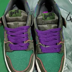 A Bathing Ape Sk8 Low Purple Green Army Green Women Men Shoes