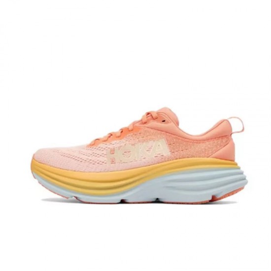 Hoka Bondi 8 Pink Yellow Women Men Running Shoe